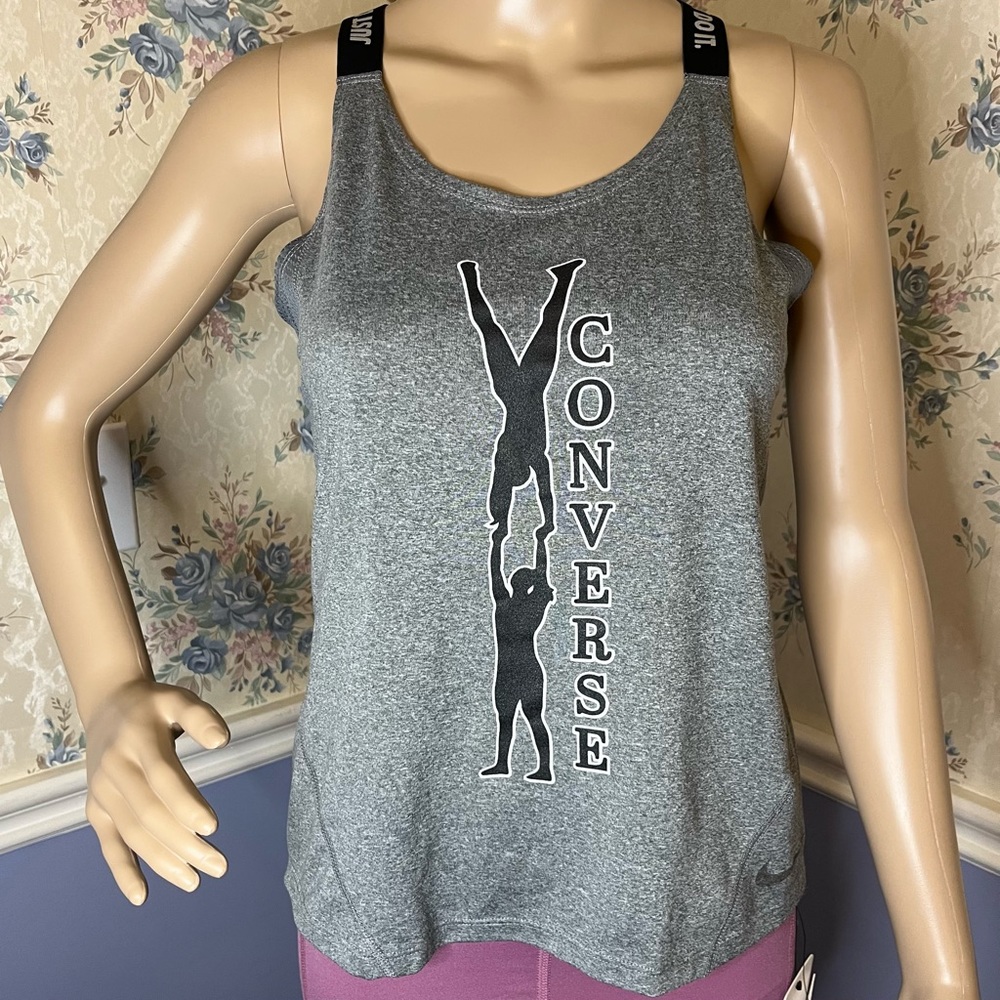 Nike Converse Tank Gray Dri-Fit Just Do It Criss Cross Back, Size S